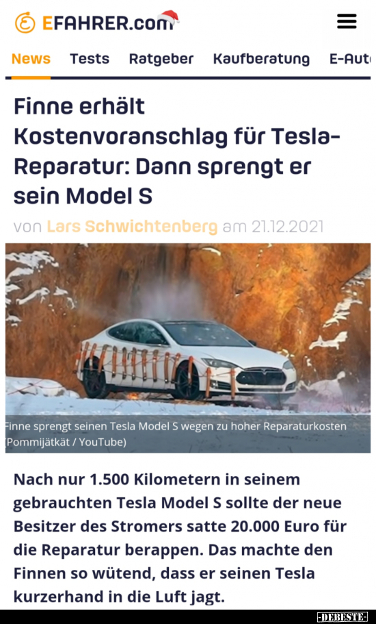 Finne erhält Kostenvoranschlag für Tesla- Reparatur: - Lustige Bilder | DEBESTE.de