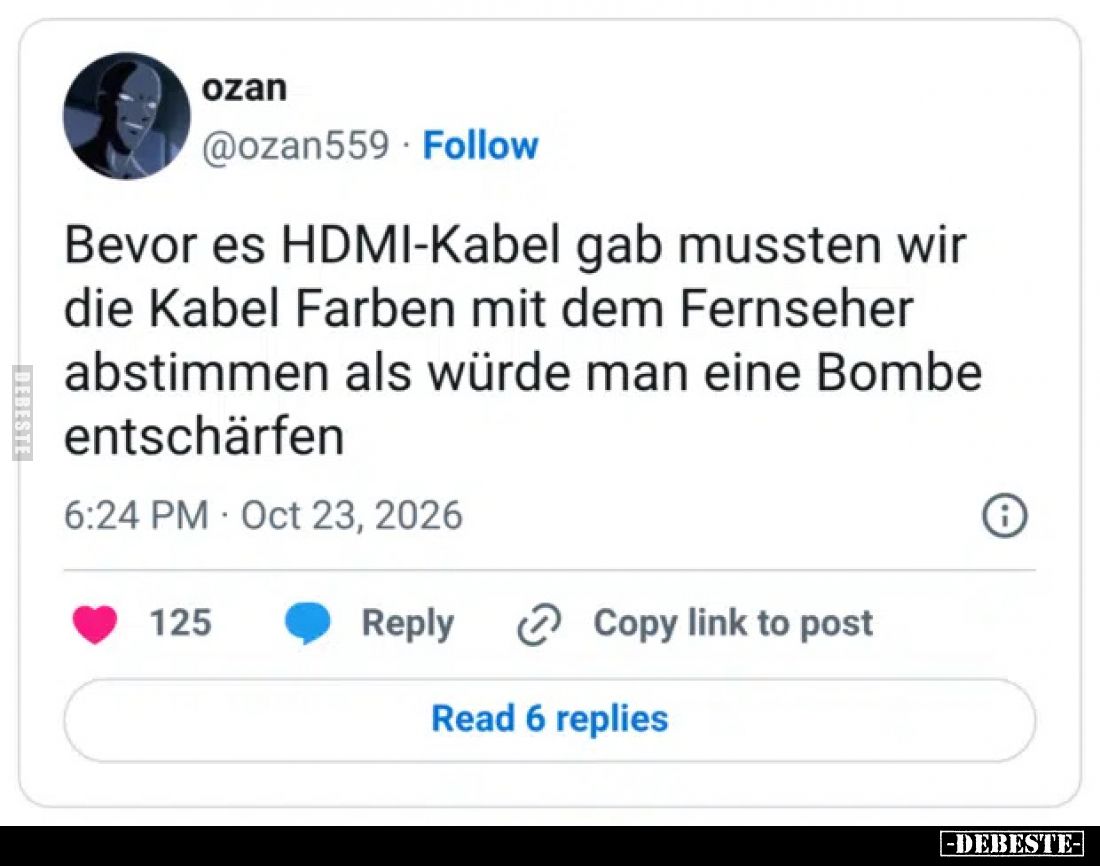 Bevor es HDMI-Kabel gab mussten wir die Kabel Farben mit dem Fernseher abstimmen als würde man eine Bombe entschärfen
