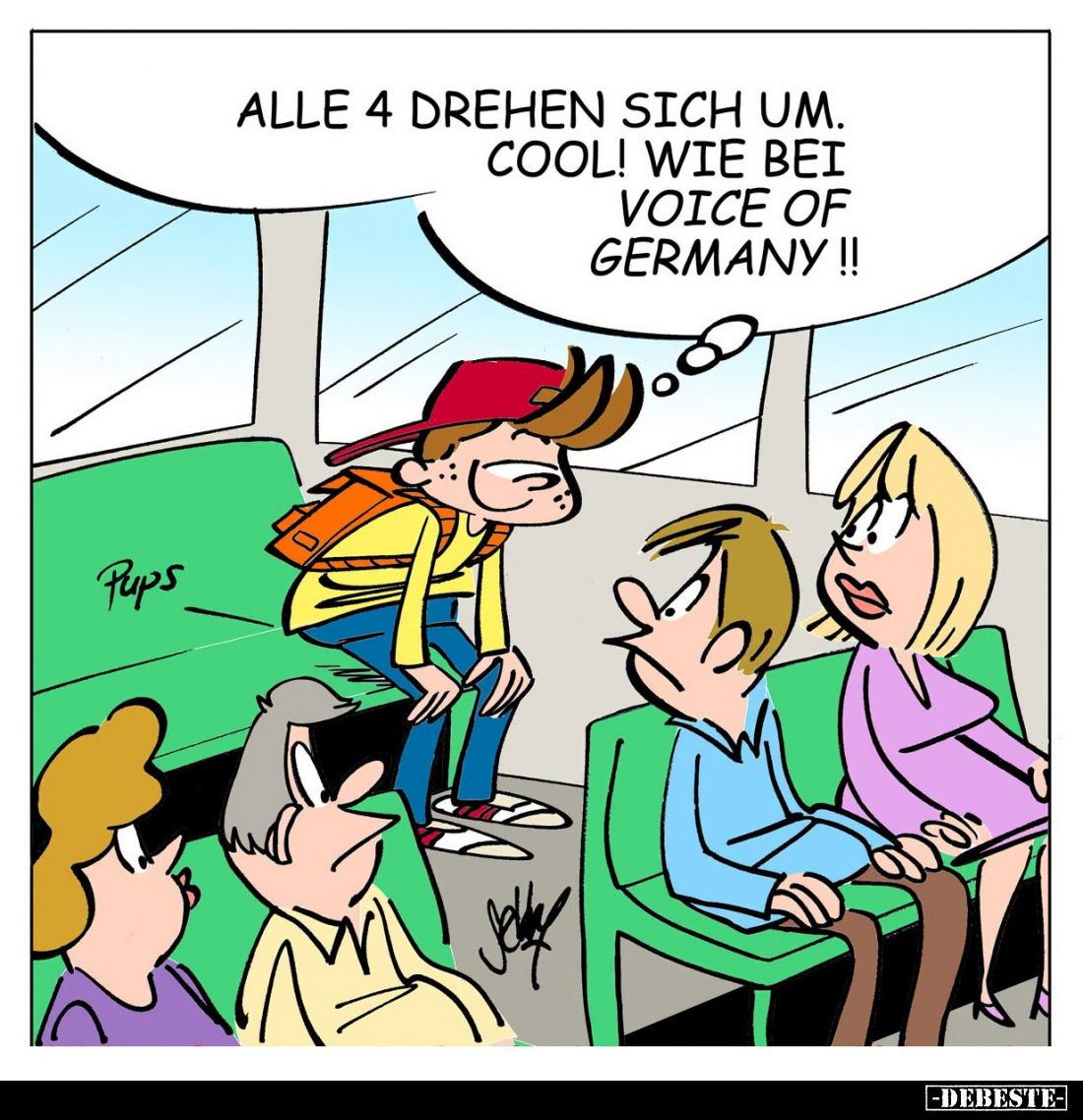 Alle 4 drehen sich um. Cool! Wie bei Voice of Germany!
