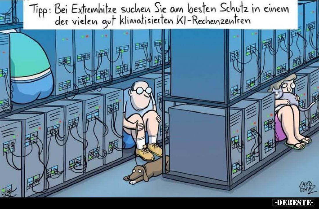 Tipp: Bei Extremhitze suchen Sie am besten Schutz in einem der vielen gut klimatisierten KI-Rechenzentren