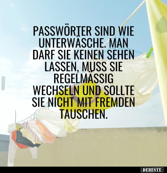 Passwörter sind wie Unterwäsche. Man darf sie keinen sehen.. - Lustige Bilder | DEBESTE.de