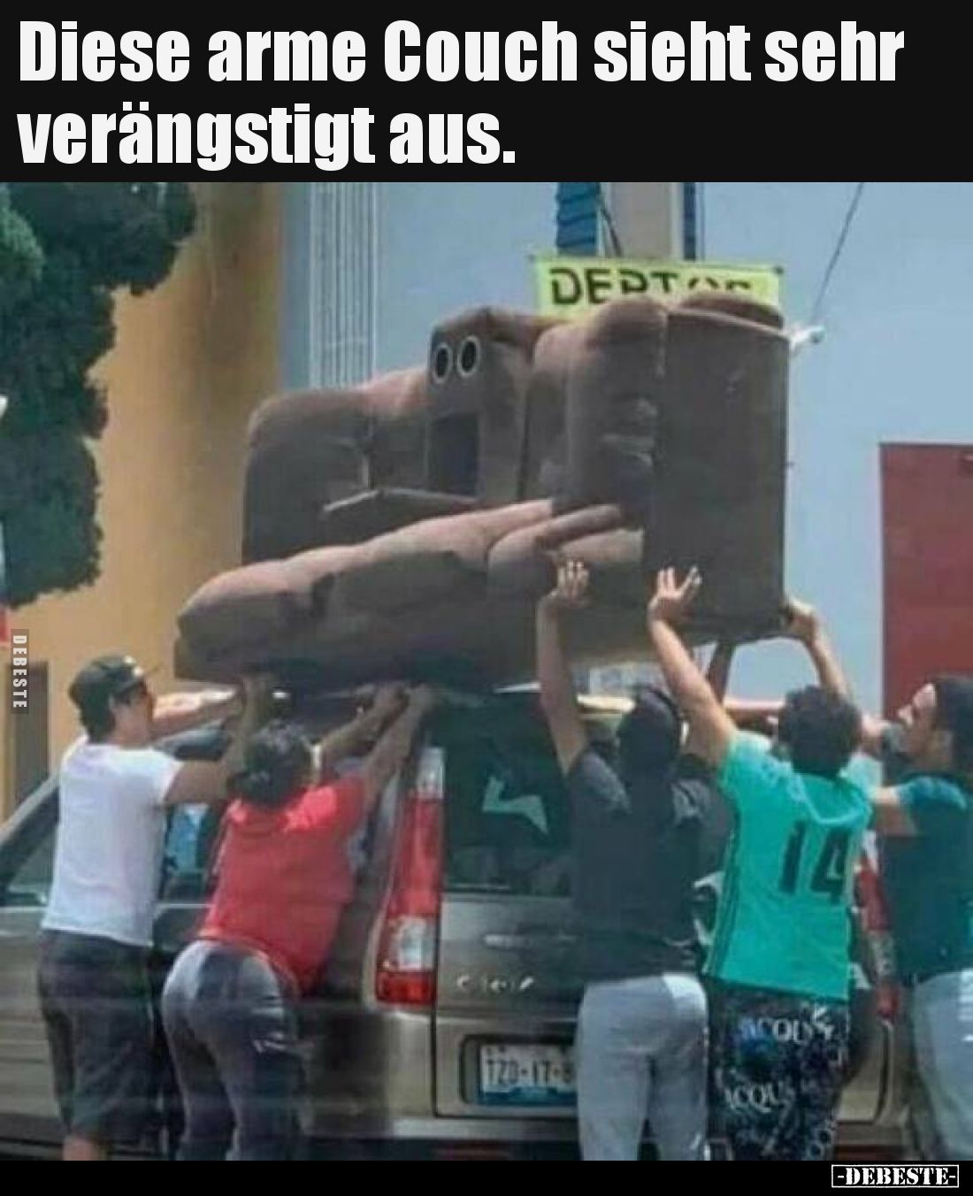 Diese arme Couch sieht sehr verängstigt aus.
