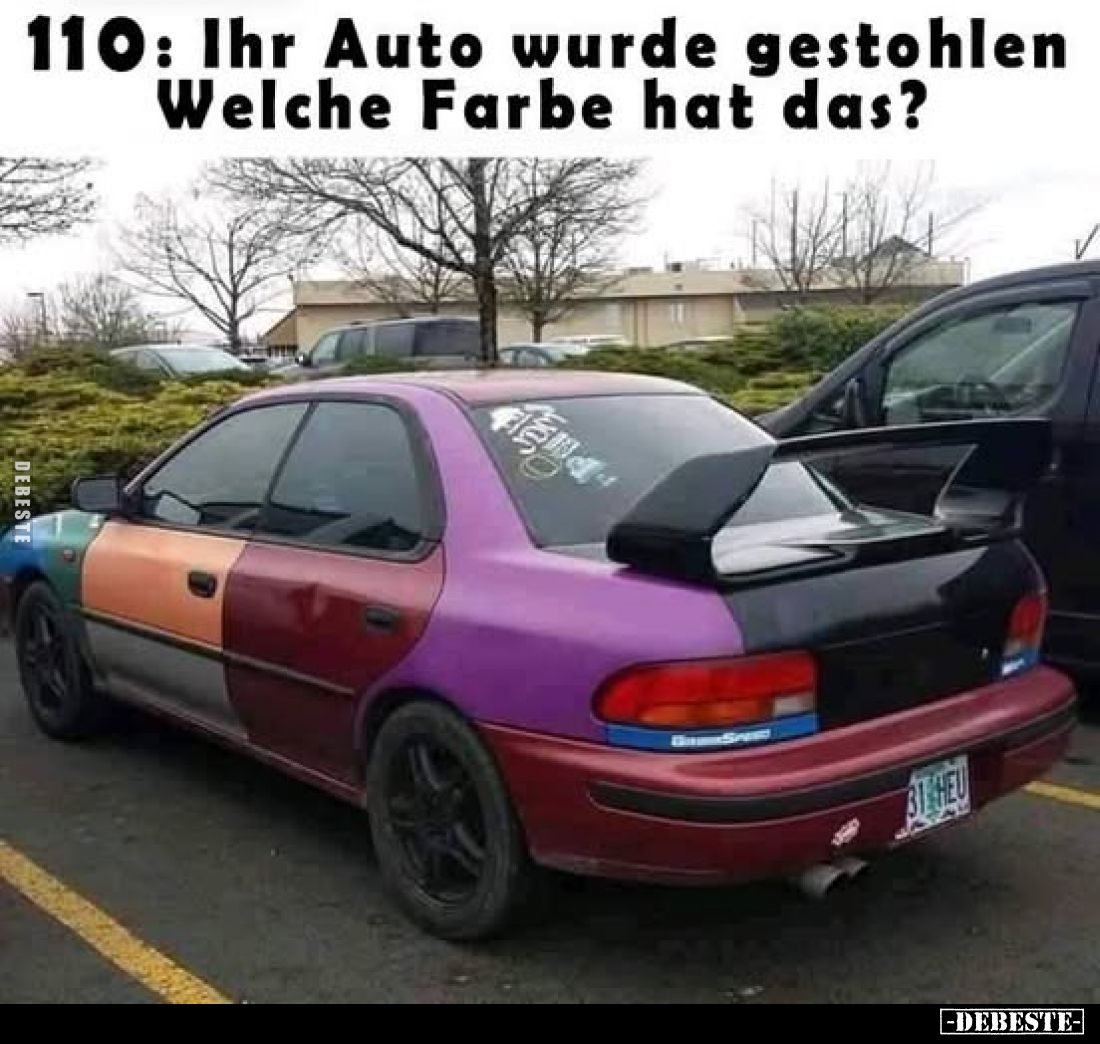 110: Ihr Auto wurde gestohlen Welche Farbe hat das?