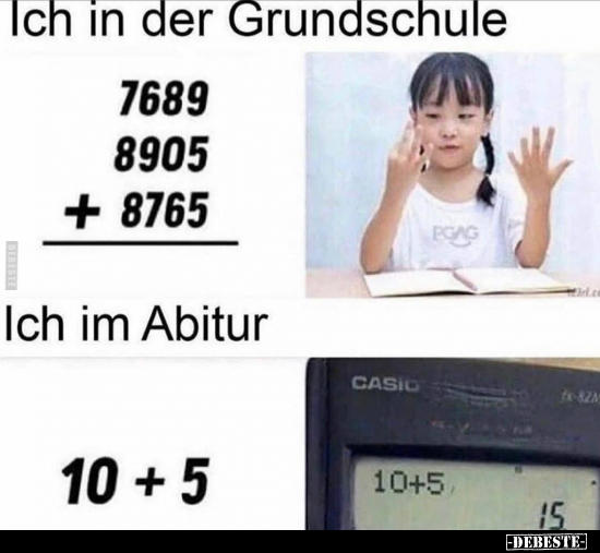 Ich in der Grundschule / Im Abitur..