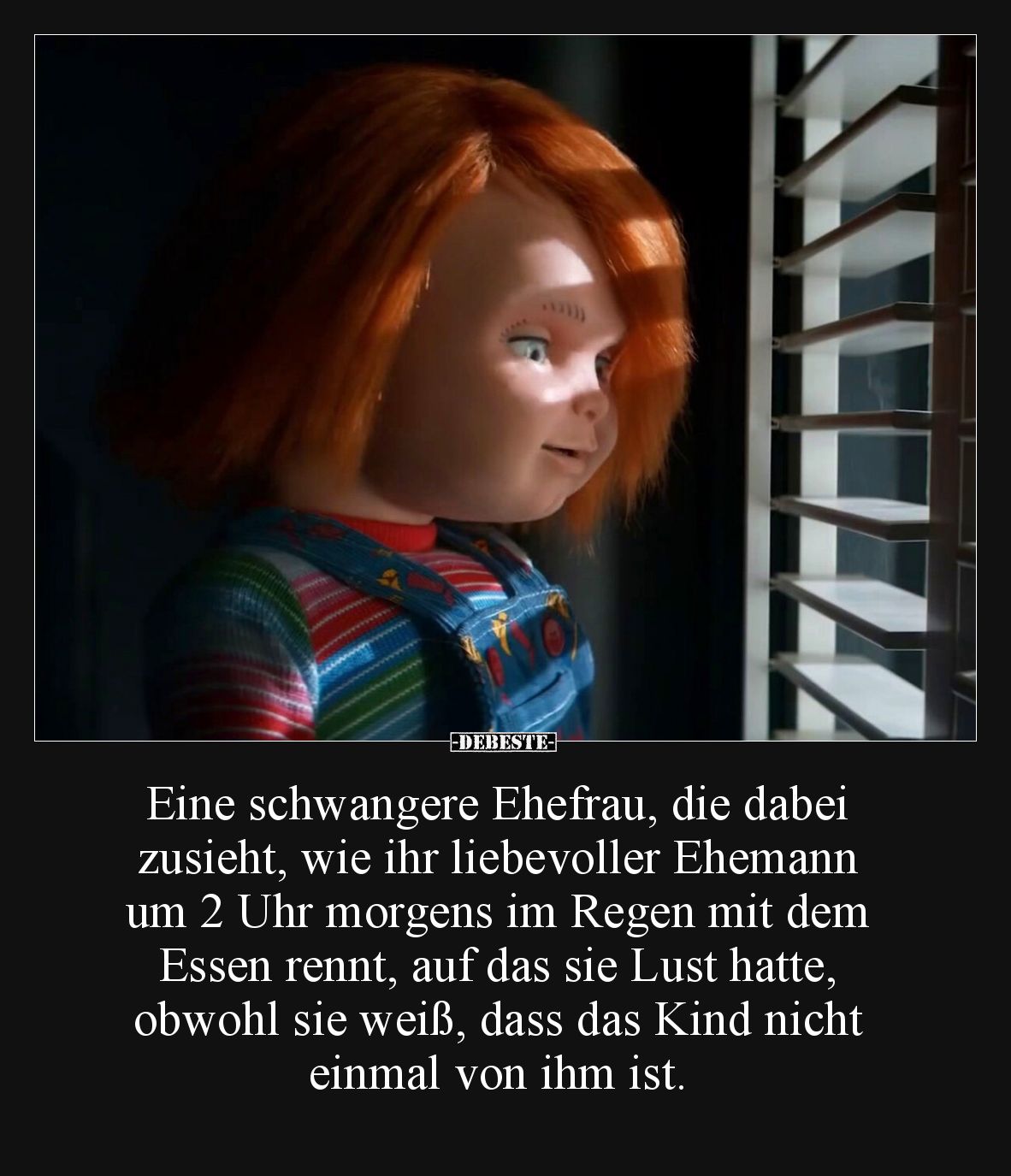 Eine schwangere Ehefrau, die dabei zusieht, wie ihr liebevoller Ehemann um 2 Uhr morgens im Regen mit dem Essen rennt, auf da...