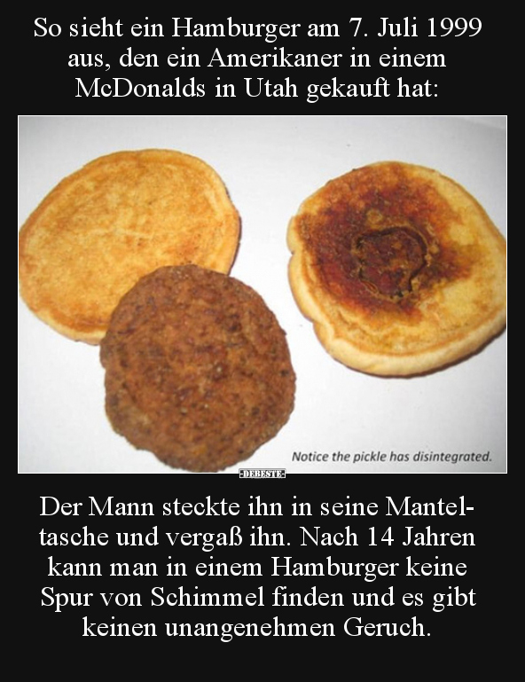 So sieht ein Hamburger am 7. Juli 1999 aus, den ein.. - Lustige Bilder | DEBESTE.de