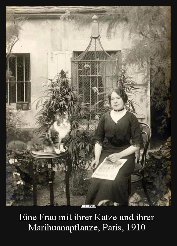 Eine Frau mit ihrer Katze und ihrer Marihuanapflanze.. - Lustige Bilder | DEBESTE.de