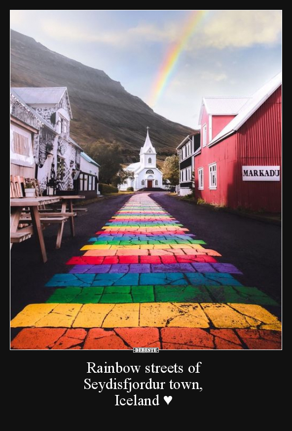 Rainbow streets of Seydisfjordur town, Iceland.. - Lustige Bilder | DEBESTE.de