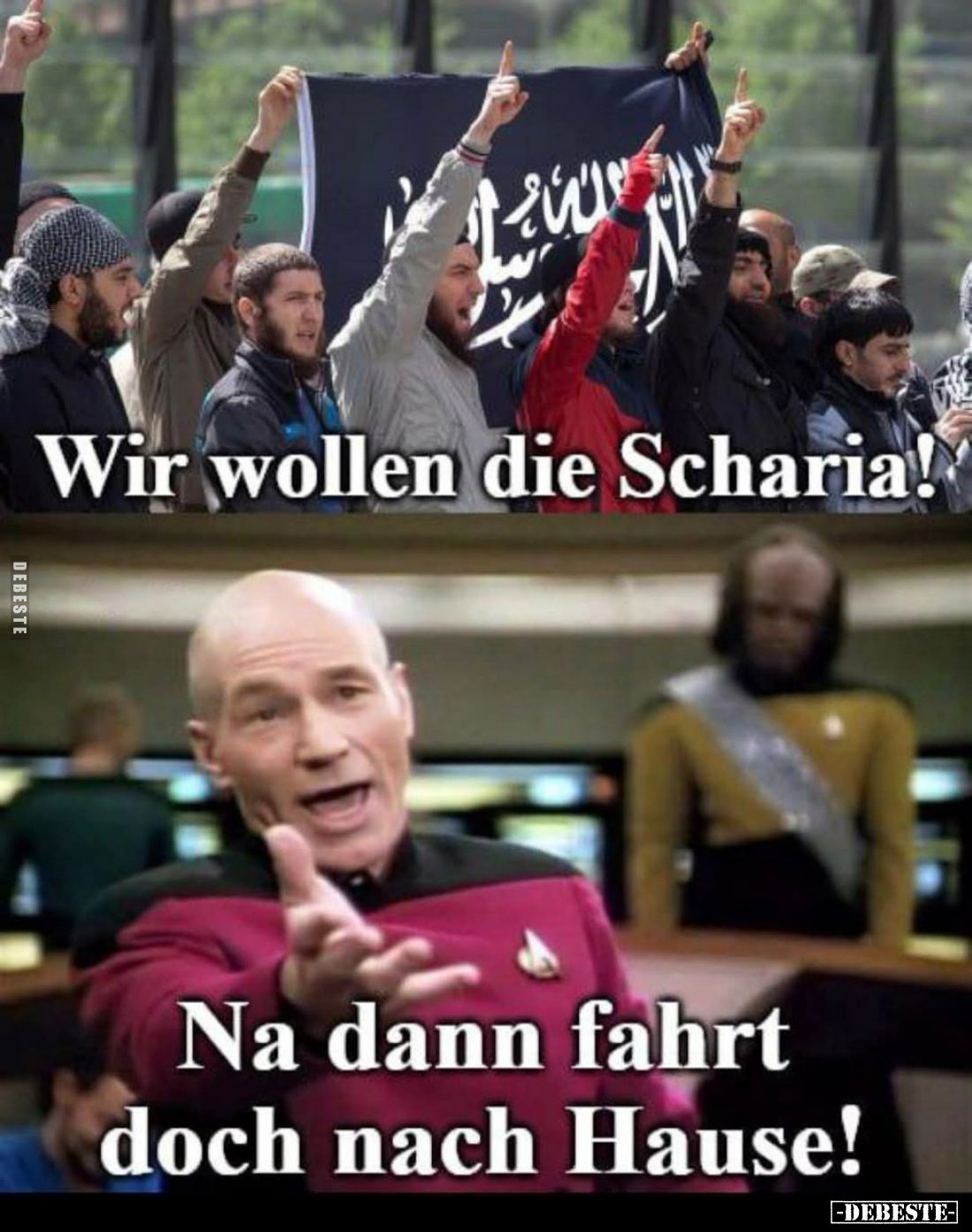 Wir wollen die Scharia! -
Na dann fahrt doch nach Hause!