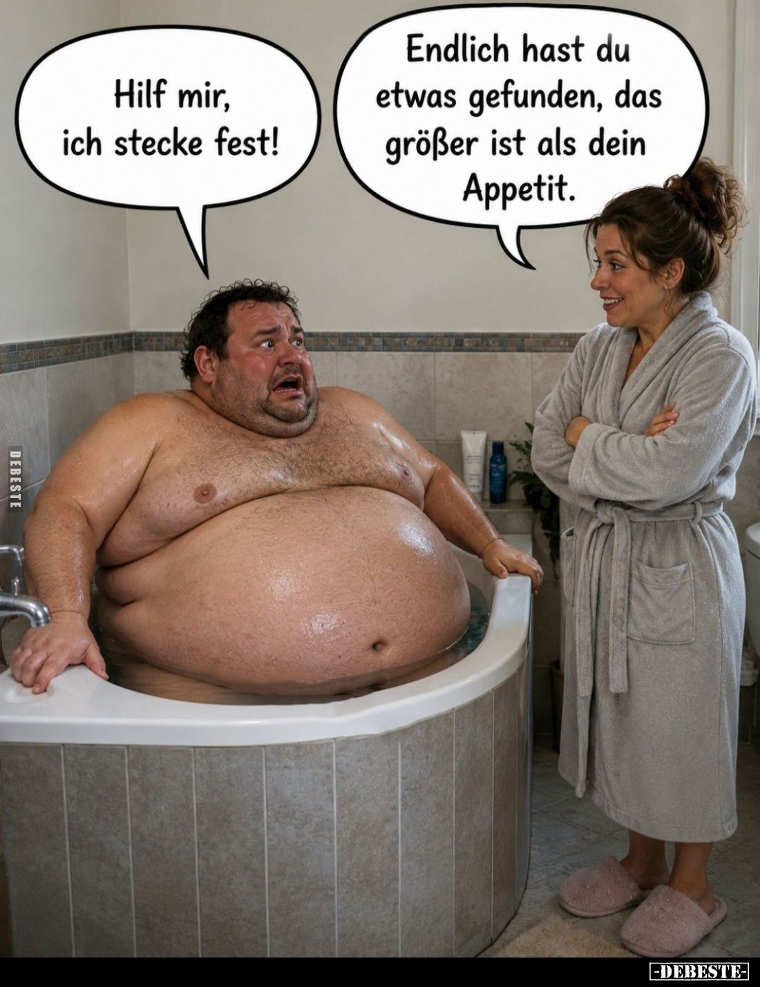 Hilf mir, ich stecke fest! -
Endlich hast du etwas gefunden, das größer ist als dein Appetit.