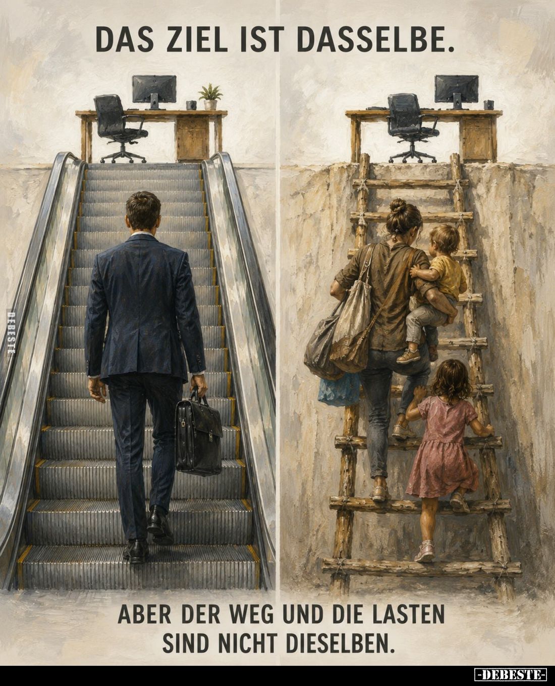Das Ziel ist dasselbe.
Aber der Weg und die Lasten sind nicht dieselben.