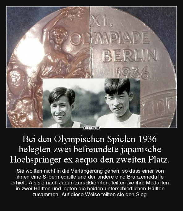 Bei den Olympischen Spielen 1936 belegten zwei.. - Lustige Bilder | DEBESTE.de