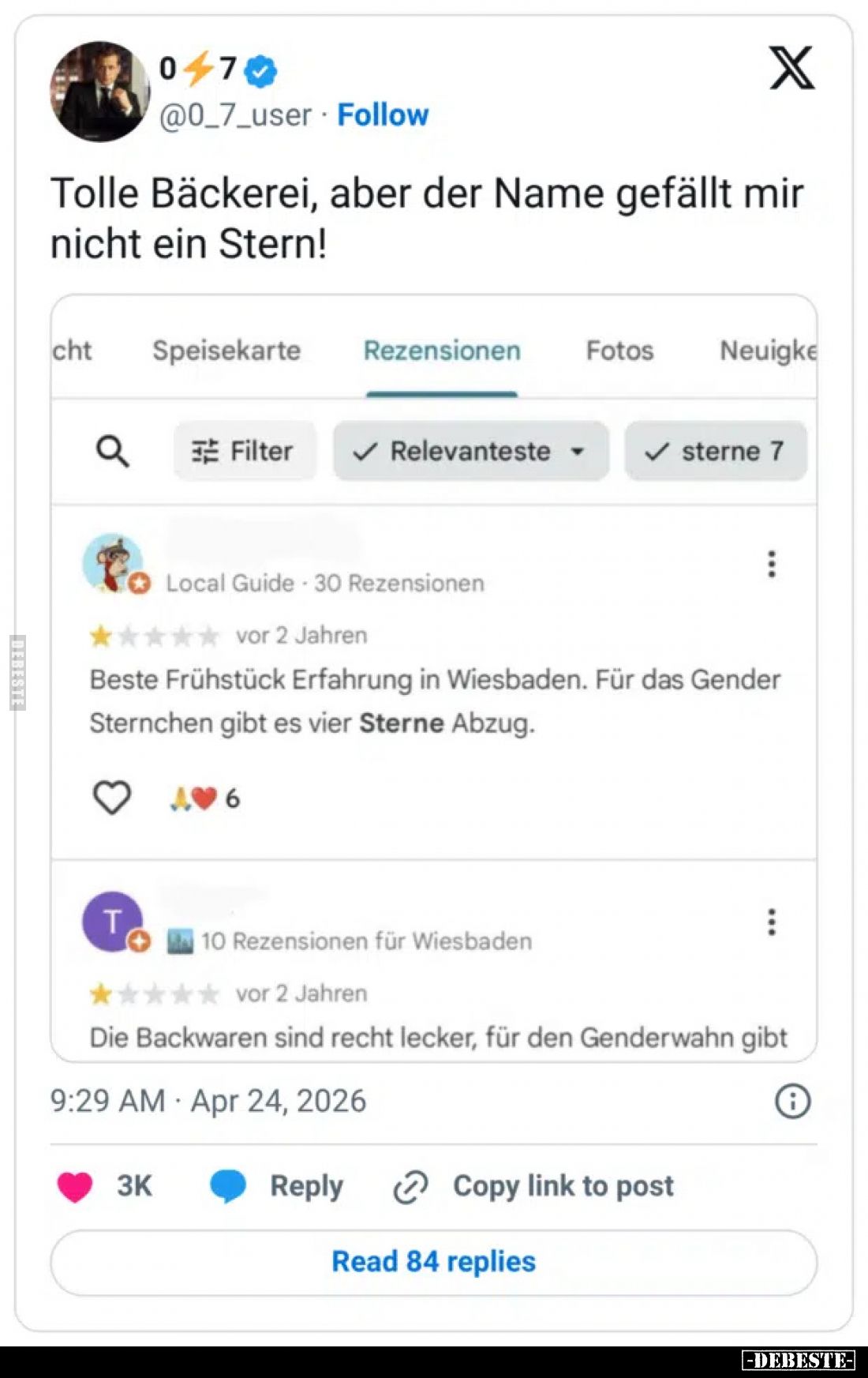 Tolle Bäckerei, aber der Name gefällt mir nicht ein Stern!