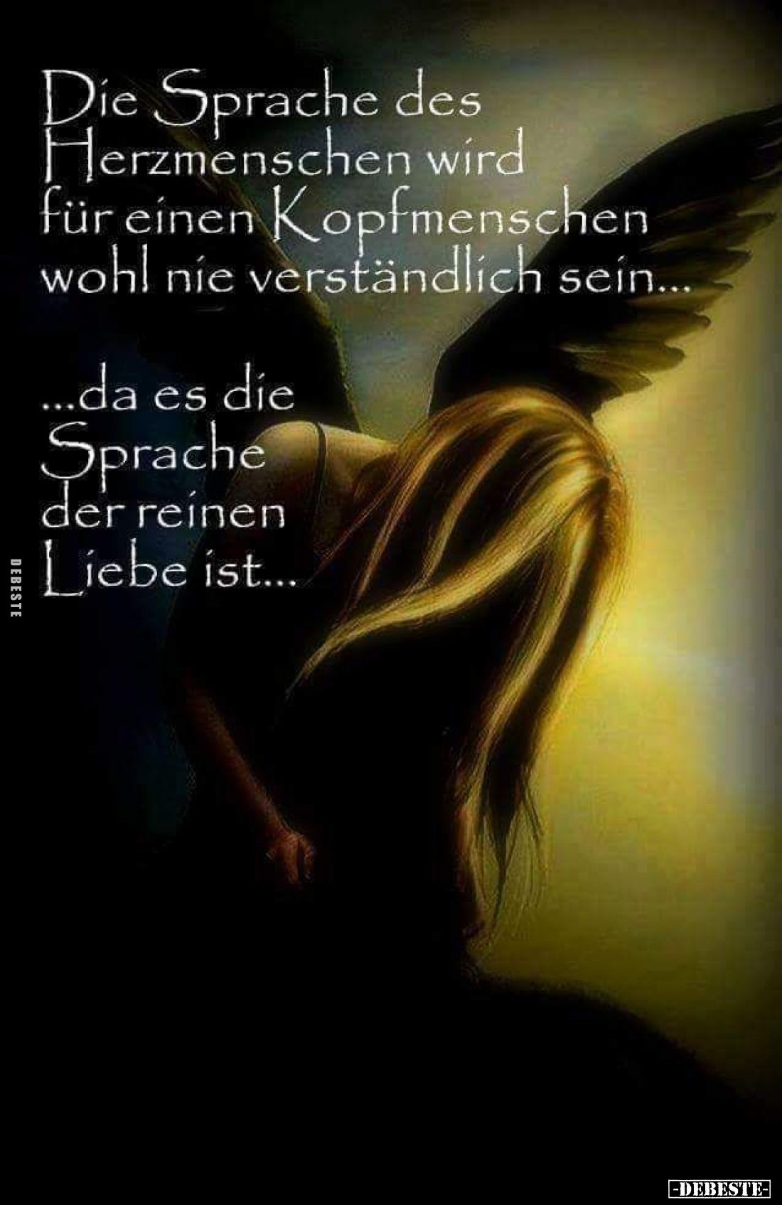 Die Sprache des Herzmenschen wird für einen Kopfmenschen wohl nie verständlich sein... Da es die Sprache der reinen Liebe ist...