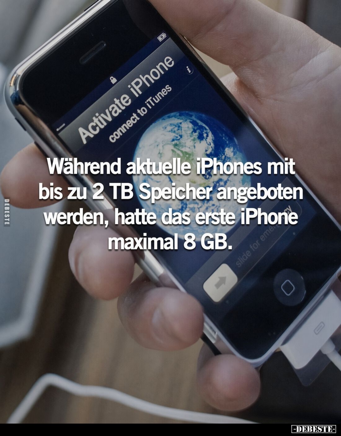 Während aktuelle iPhones mit bis zu 2 TB Speicher angeboten werden, hatte das erste iPhone maximal 8 GB.