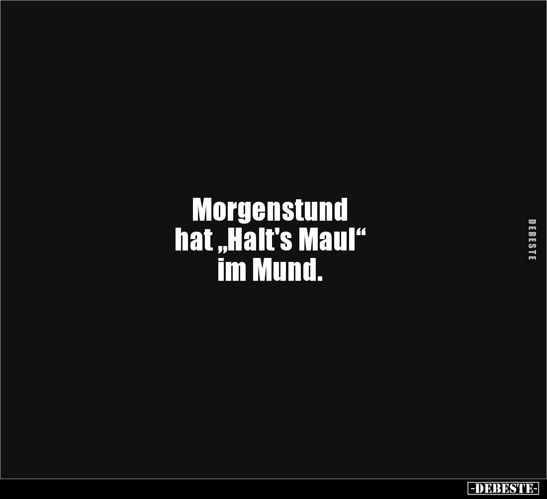 Morgenstund 
hat „Halt's Maul“ 
im Mund.