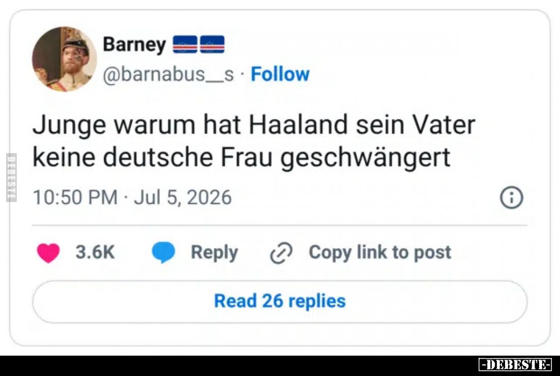 Junge, warum hat Haaland sein Vater keine deutsche Frau geschwängert?