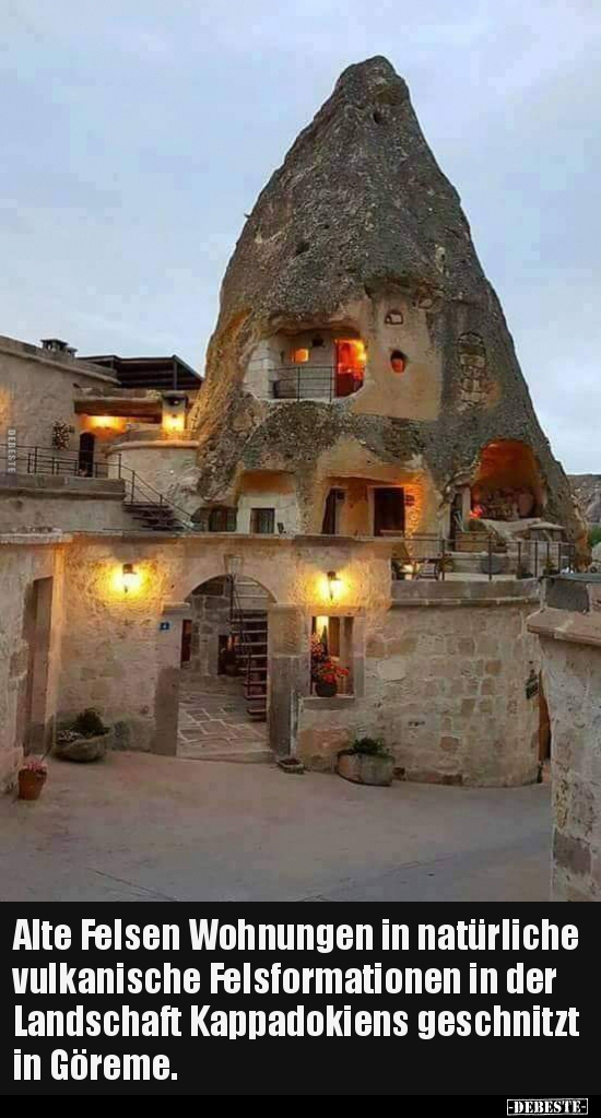 Alte Felsen Wohnungen in natürliche vulkanische..