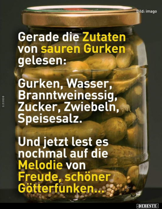 Gerade die Zutaten von sauren Gurken gelesen: Gurken.. - Lustige Bilder | DEBESTE.de