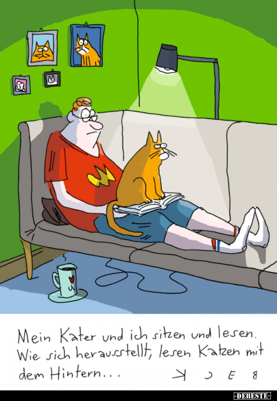 Mein Kater und ich sitzen und lesen.. - Lustige Bilder | DEBESTE.de