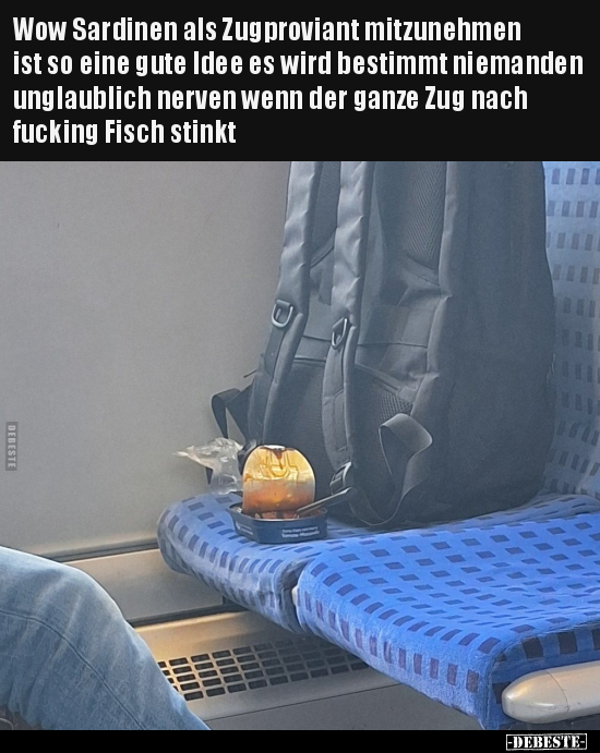 Wow Sardinen als Zugproviant mitzunehmen ist so eine gute.. - Lustige Bilder | DEBESTE.de