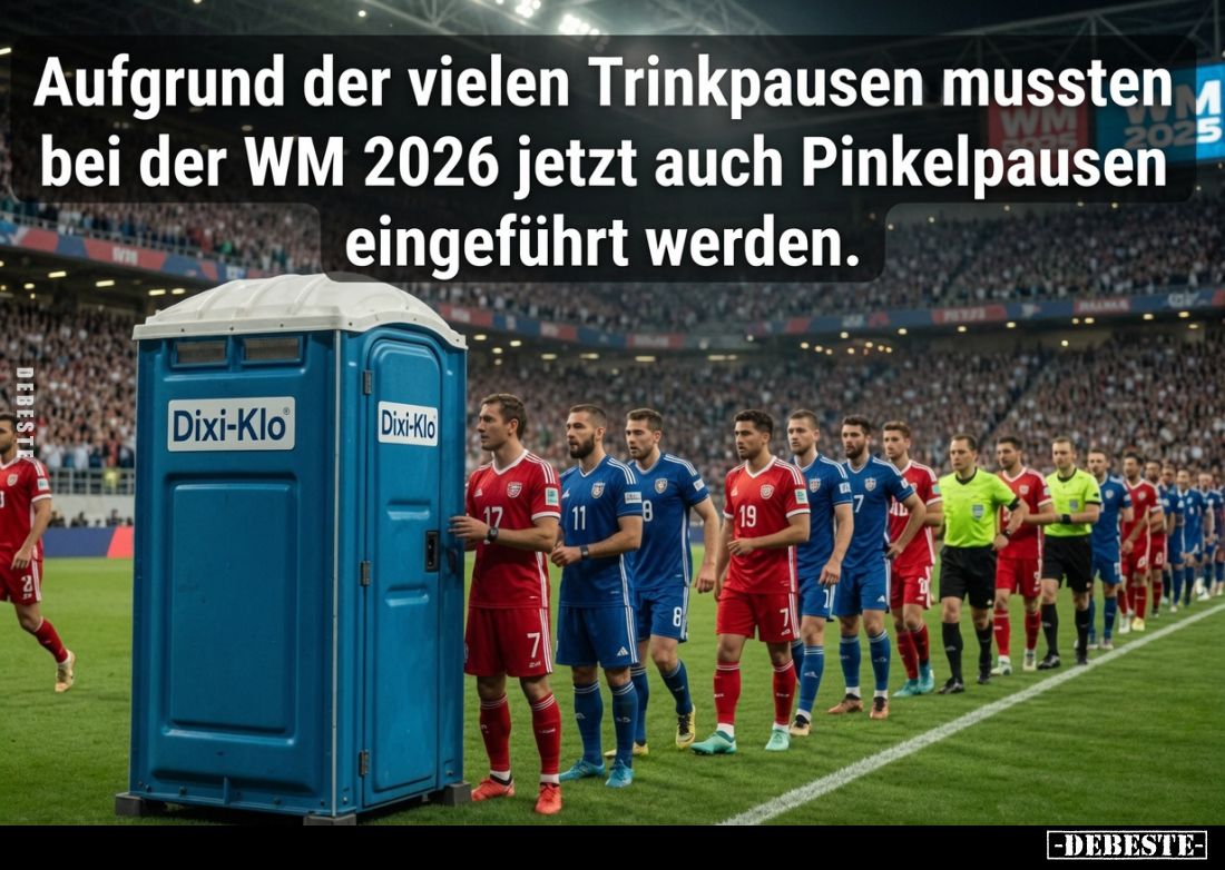 Aufgrund der vielen Trinkpausen mussten bei der WM 2026 jetzt auch Pinkelpausen eingeführt werden.