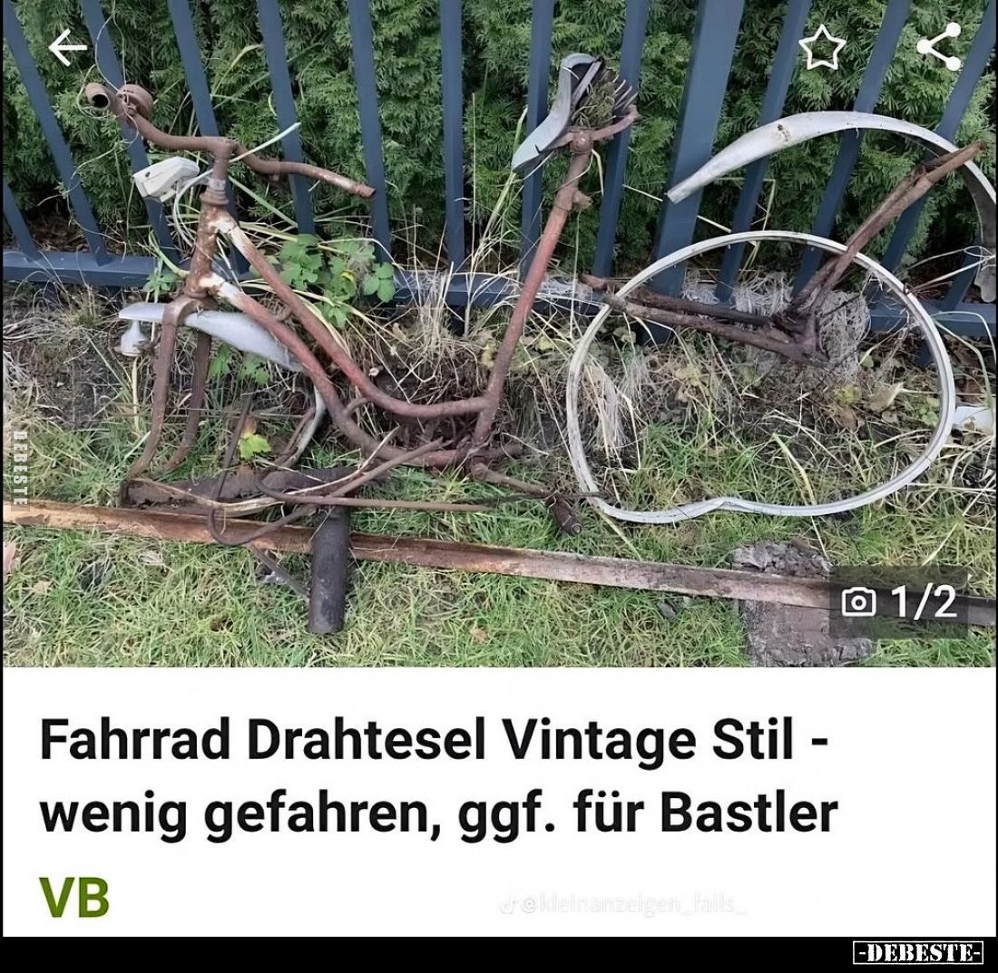 Fahrrad Drahtesel Vintage Stil - wenig gefahren, für Bastler.