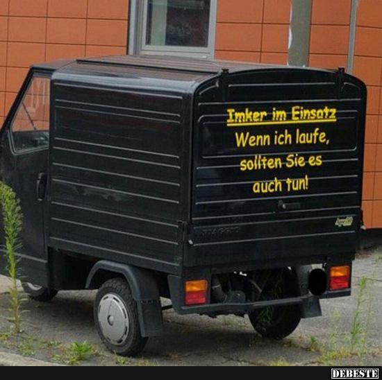 Imker im Einsatz. Wenn ich laufe, sollten Sie es auch tun!