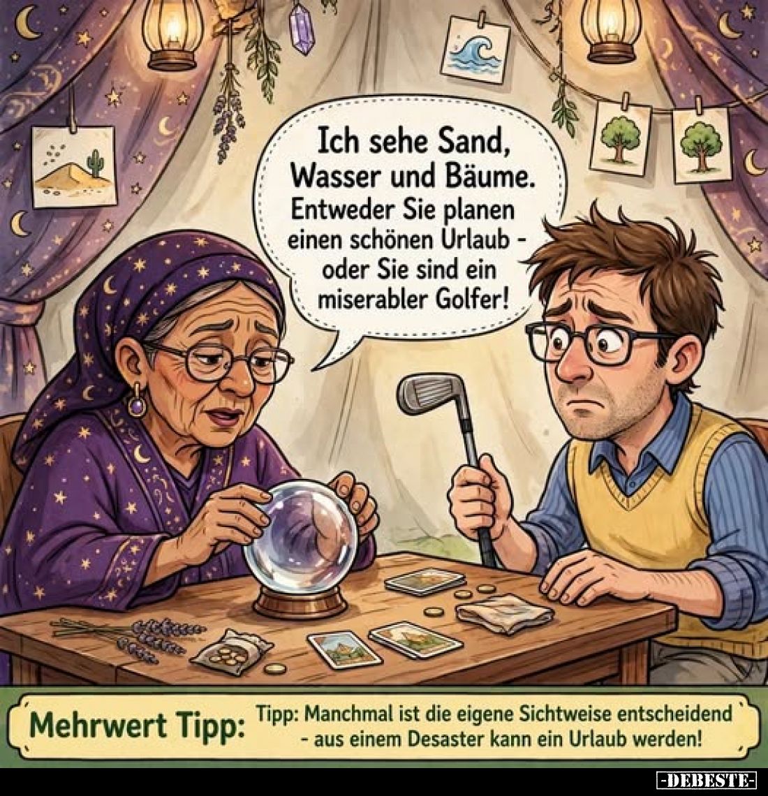 Ich sehe Sand, Wasser und Bäume. Entweder Sie planen einen schönen Urlaub - oder Sie sind ein miserabler Golfer!
-
Mehrwert...