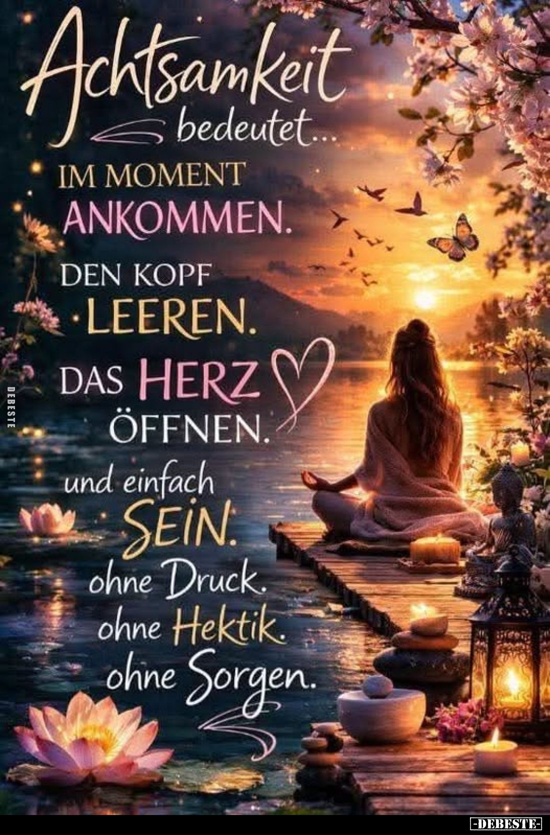 Achtsamkeit bedeutet... in Moment ankommen. Den Kopf leeren. Das Herz öffnen und einfach sein. Ohne Druck. Ohne Hektik. Ohne ...