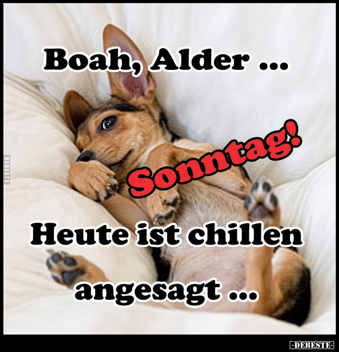 Boah, Alder...
Sonntag!
Heute ist chillen angesagt...