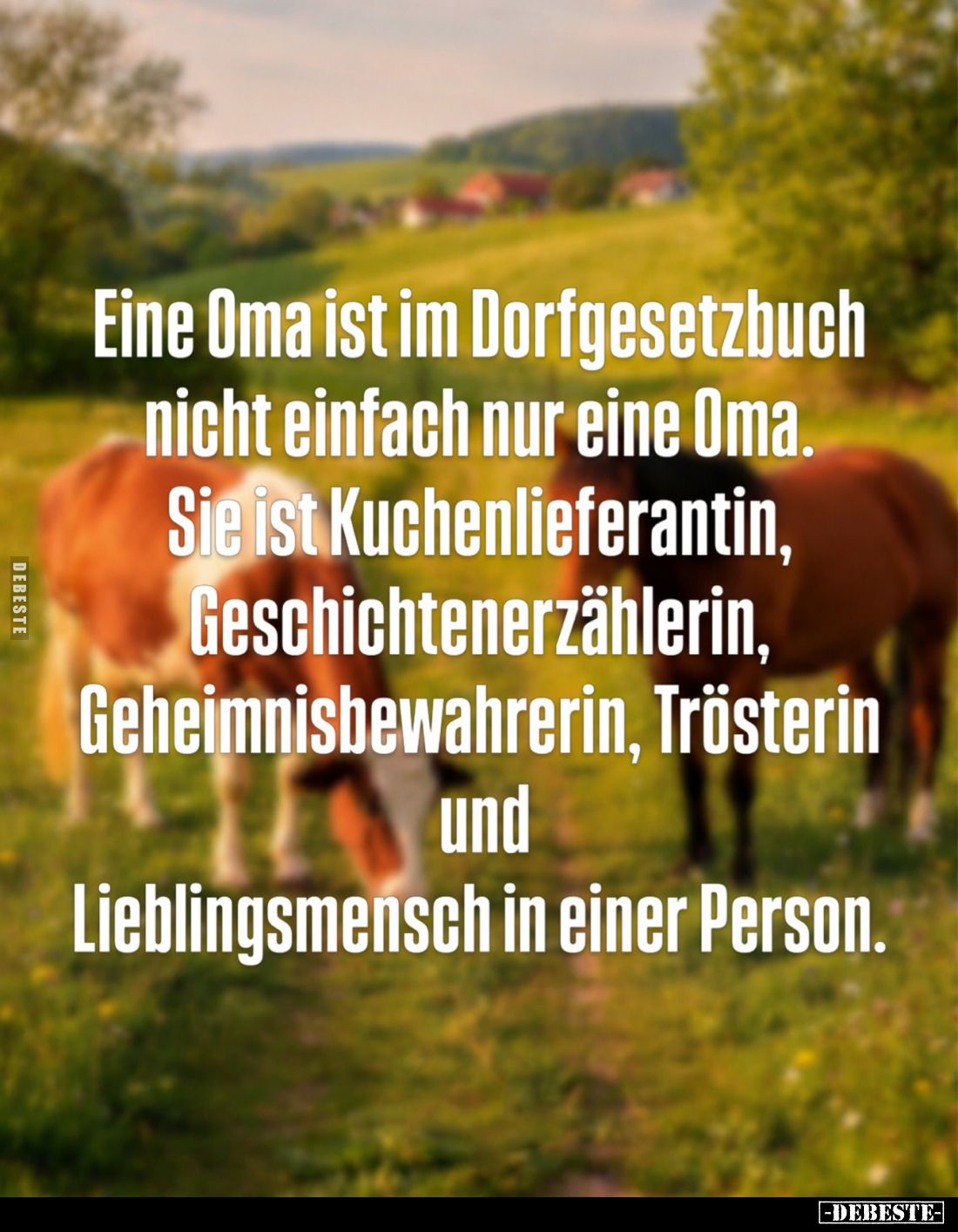 Eine Oma ist im Dorfgesetzbuch nicht einfach nur eine Oma. Sie ist Kuchenlieferantin, Geschichtenerzählerin, Geheimnisbewahre...