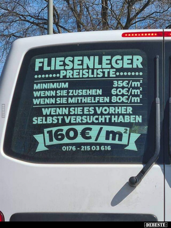 Fliesenleger Preisliste.. - Lustige Bilder | DEBESTE.de