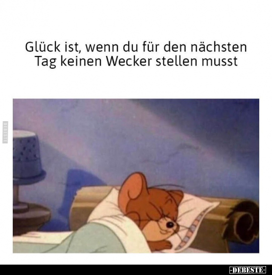 Glück ist, wenn du für den nächsten Tag keinen Wecker.. - Lustige Bilder | DEBESTE.de