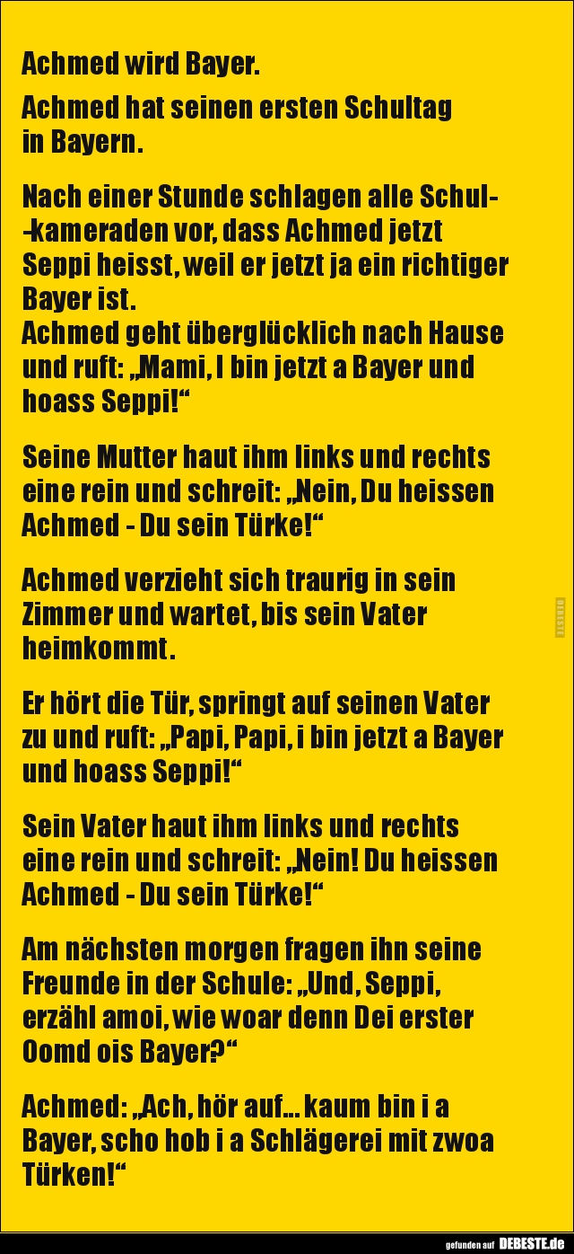 Achmed wird Bayer. Achmed hat seinen ersten Schultag in.. - Lustige Bilder | DEBESTE.de