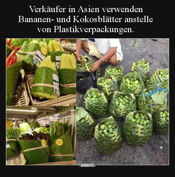 Verkäufer in Asien verwenden Bananen- und Kokosblätter.. - Lustige Bilder | DEBESTE.de