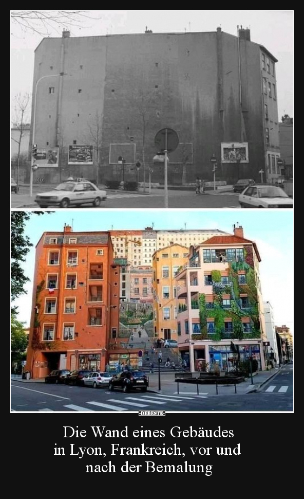 Die Wand eines Gebäudes in Lyon, Frankreich.. - Lustige Bilder | DEBESTE.de