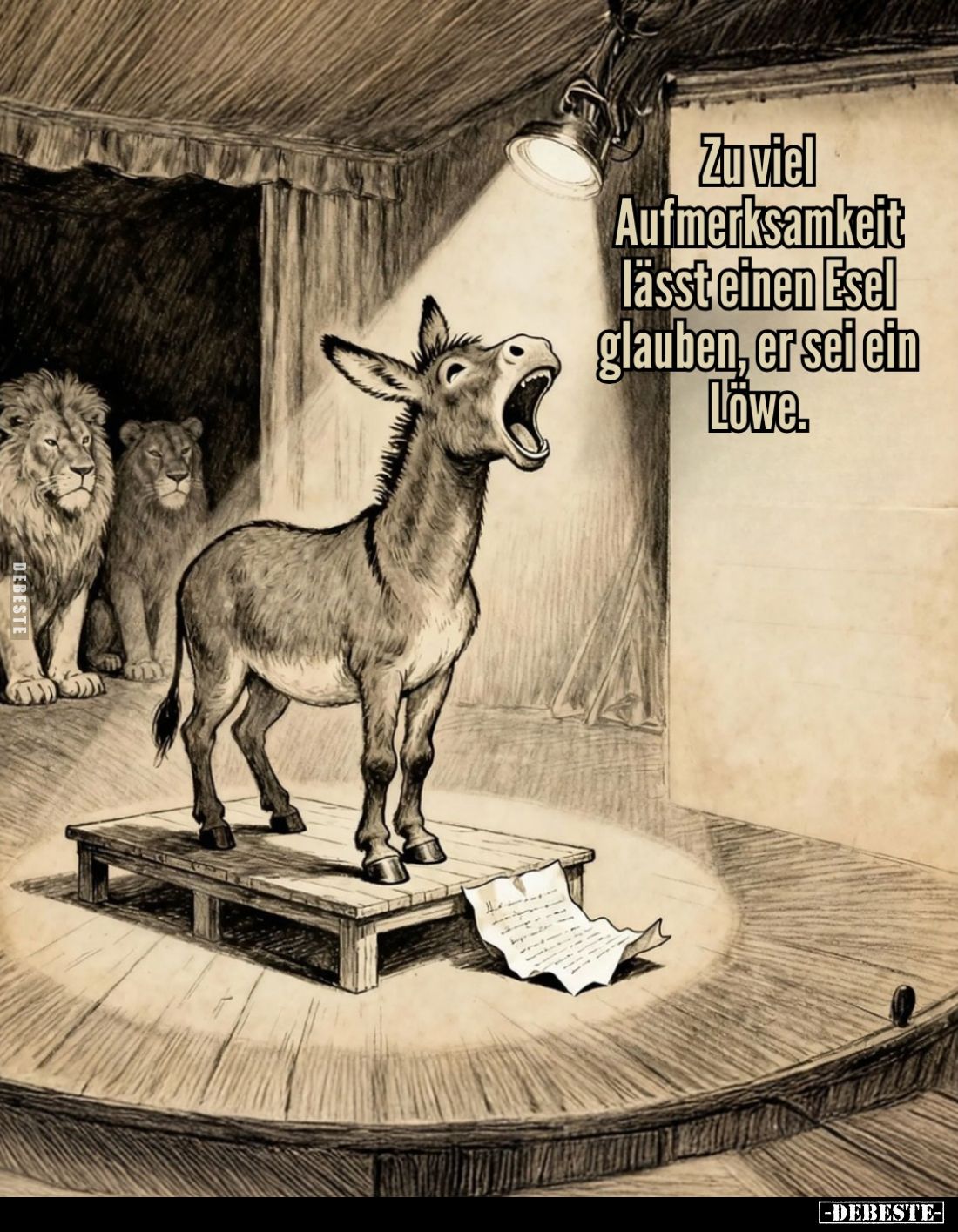 Zu viel Aufmerksamkeit lässt einen Esel glauben, er sei ein Löwe.