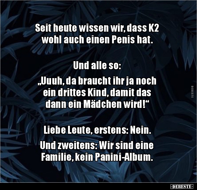 Seit heute wissen wir, dass K2 wohl auch einen Penis.. - Lustige Bilder | DEBESTE.de
