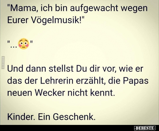 "Mama, ich bin aufgewacht wegen Eurer Vögelmusik!" - Lustige Bilder | DEBESTE.de