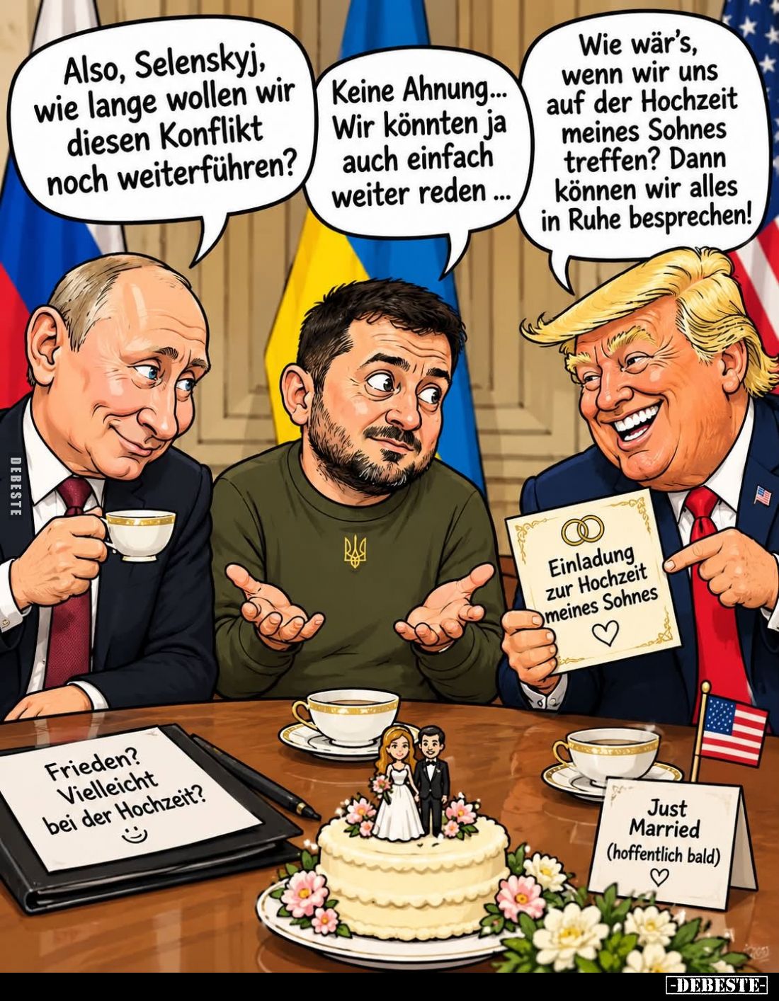 Also, Selenskyj, wie lange wollen wir diesen Konflikt noch weiterführen? -
Keine Ahnung... Wir könnten ja auch einfach weite...