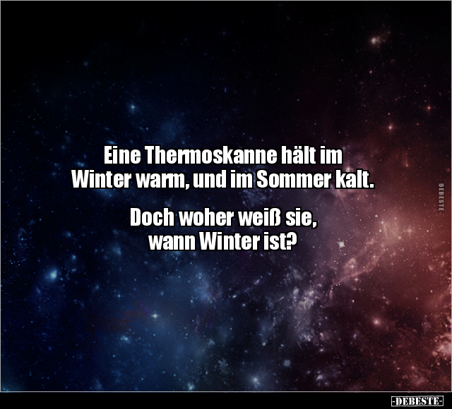 Eine Thermoskanne hält im Winter warm, und im Sommer kalt... - Lustige Bilder | DEBESTE.de