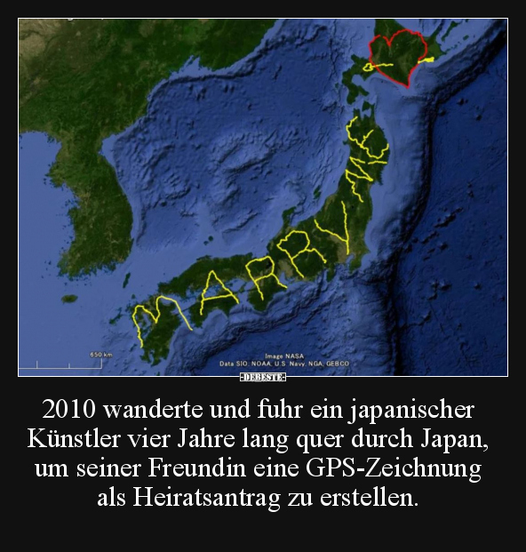 2010 wanderte und fuhr ein japanischer Künstler.. - Lustige Bilder | DEBESTE.de