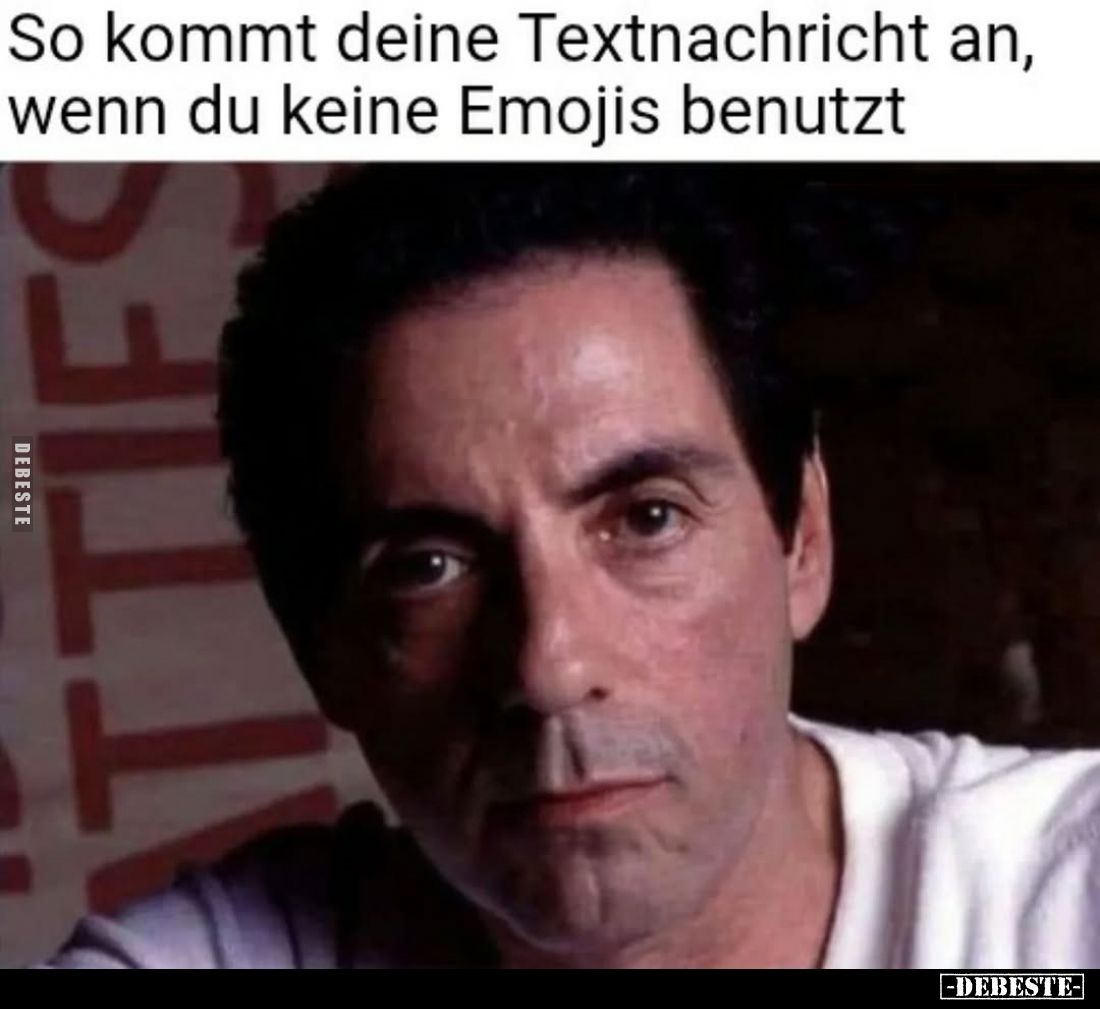 So kommt deine Textnachricht an, wenn du keine Emojis benutzt.