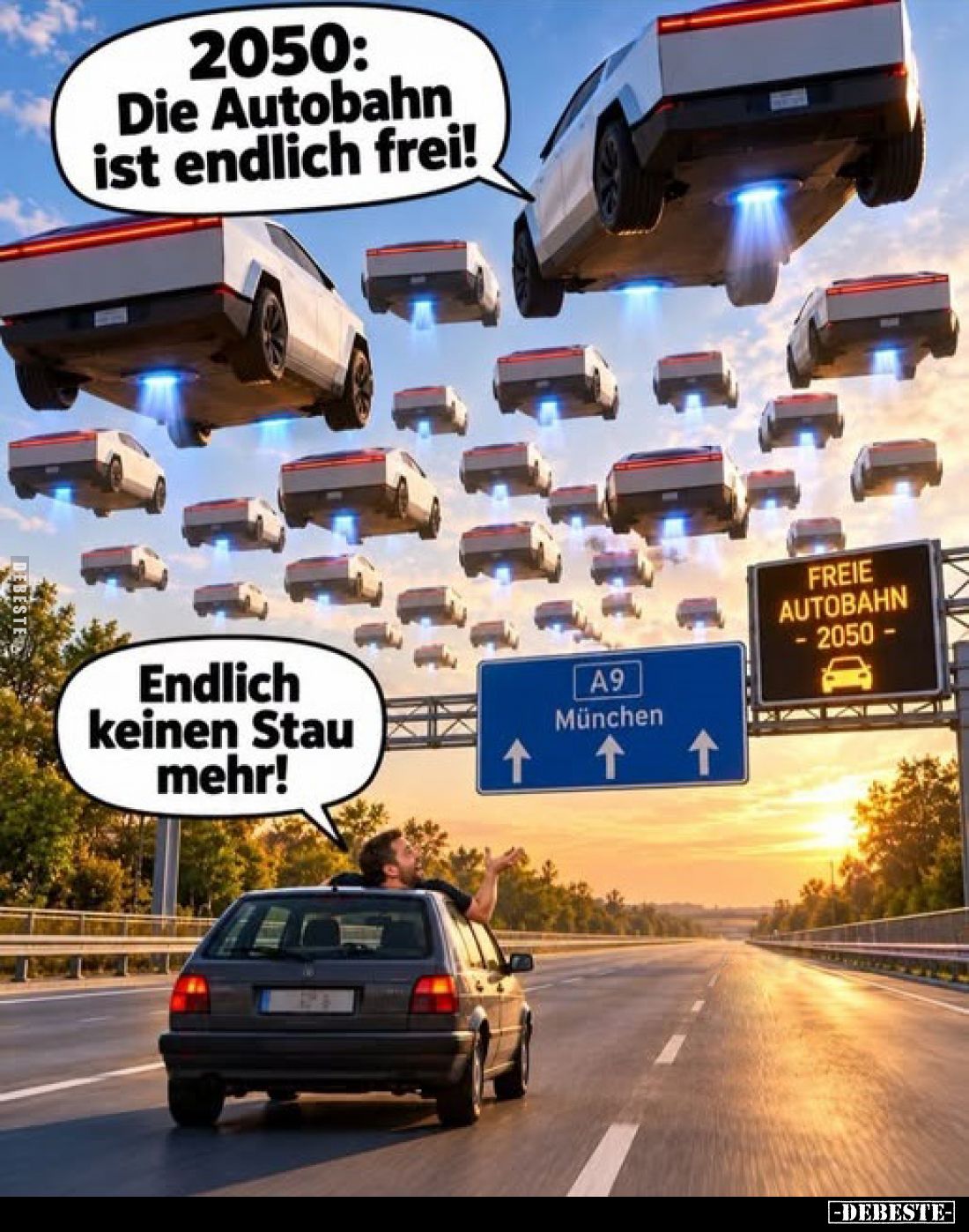 2050: Die Autobahn ist endlich frei!
-
Endlich keinen Stau mehr!