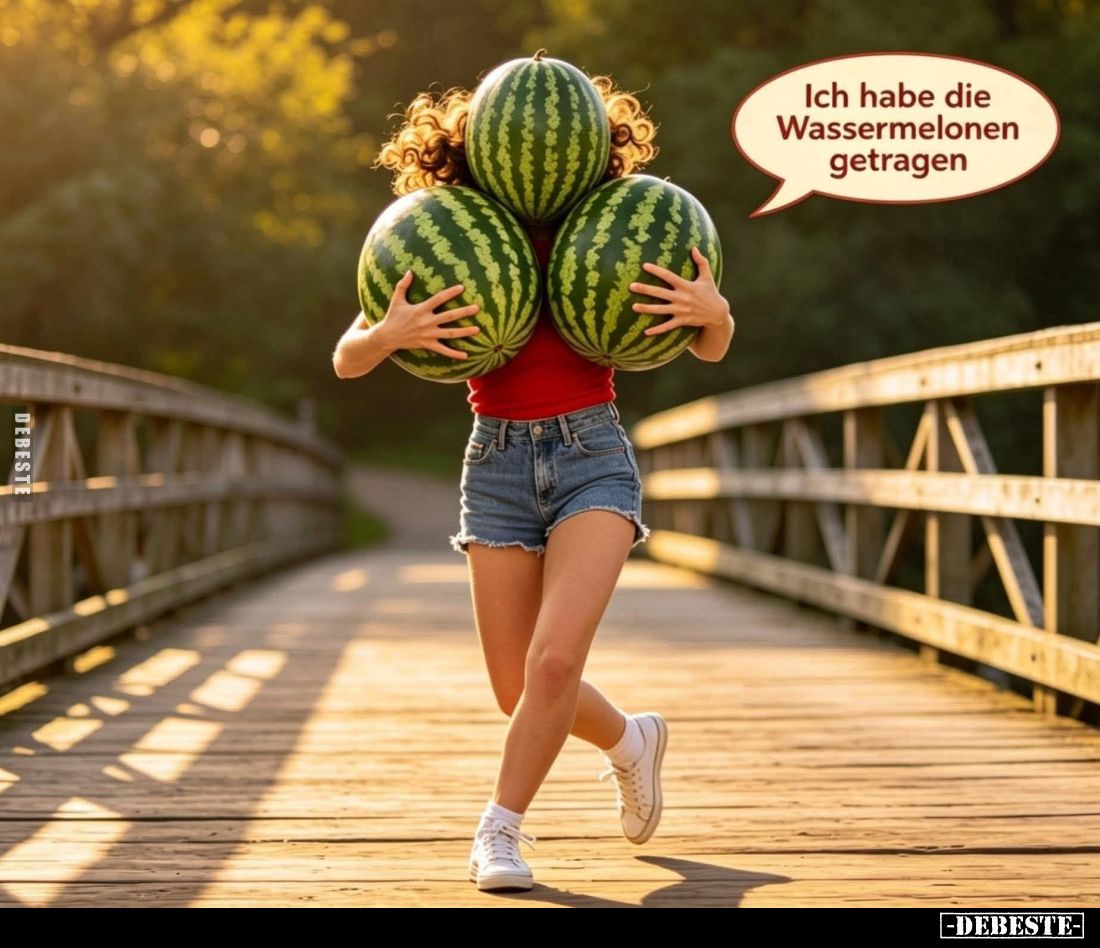 Ich habe die Wassermelonen getragen.