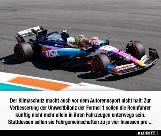 Der Klimaschutz macht auch vor dem Autorennsport nicht.. - Lustige Bilder | DEBESTE.de