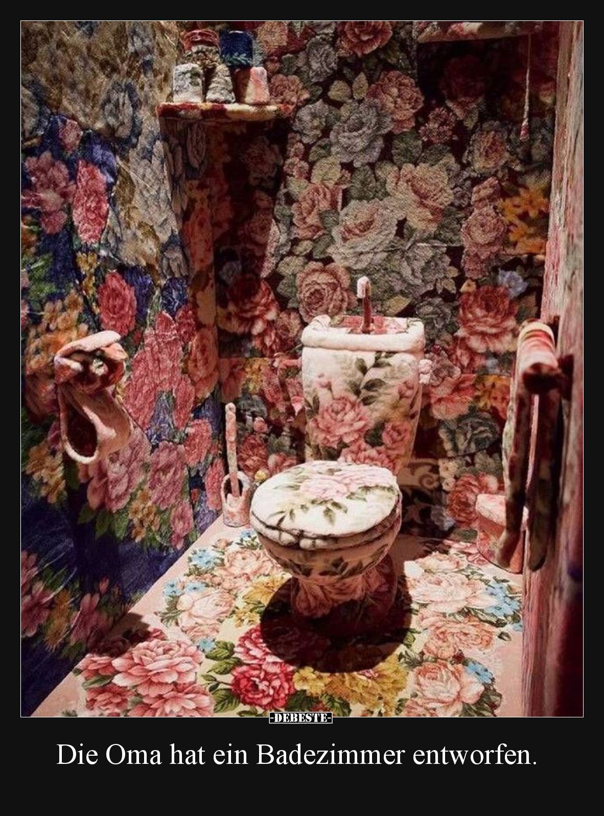 Die Oma hat ein Badezimmer entworfen.