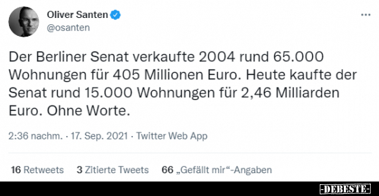 Der Berliner Senat verkaufte 2004 rund 65.000 Wohnungen für.. - Lustige Bilder | DEBESTE.de