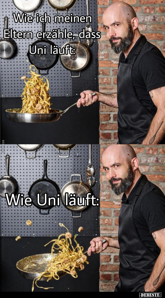 Wie ich meinen Eltern erzähle, dass Uni läuft:

Wie Uni läuft: